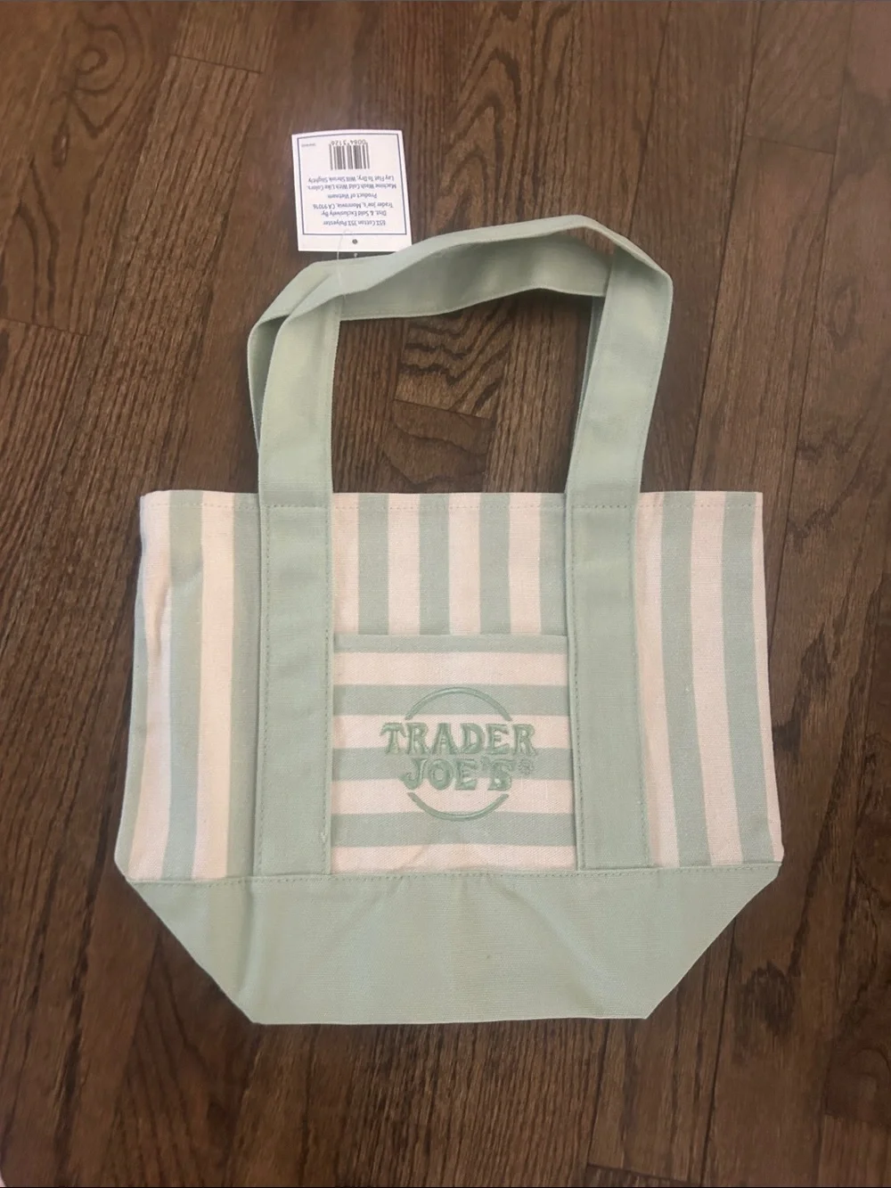 4 striped mini canvas trader joe bags